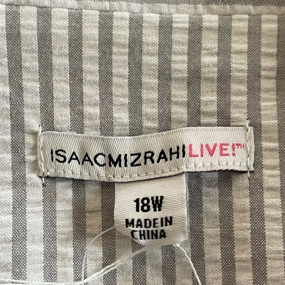Isaac Mizrahi Live! Bold edgy Seersucker Motorcycle Jacket Gray White Lined 18W - Picture 3 of 10